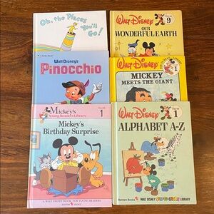 5 WALT DISNEY Vintage Kids Picture Books + 1 Dr. Seuss Mixed Lot of Used Books